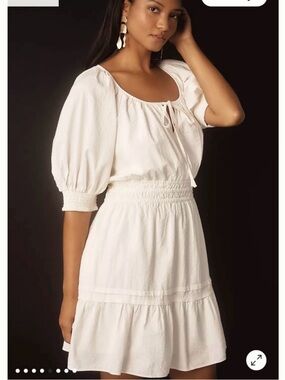 Anthropologie The Somerset Smocked Waist Puff Sleeve Mini Dress